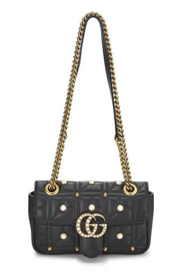 Black Leather & Faux Pearl GG Marmont Shoulder Bag