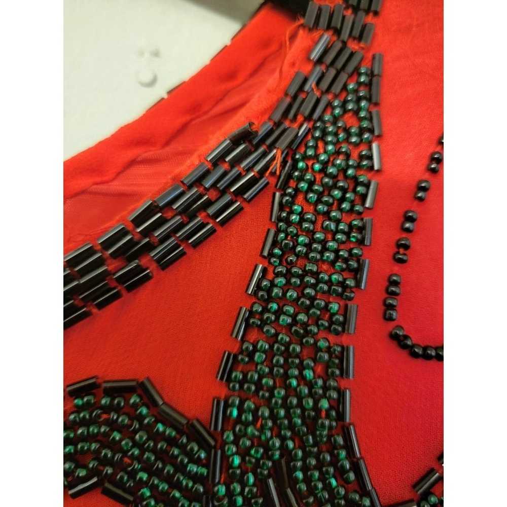 Nite Line Vintage Red Beaded Silk Long Sleeve Top… - image 10