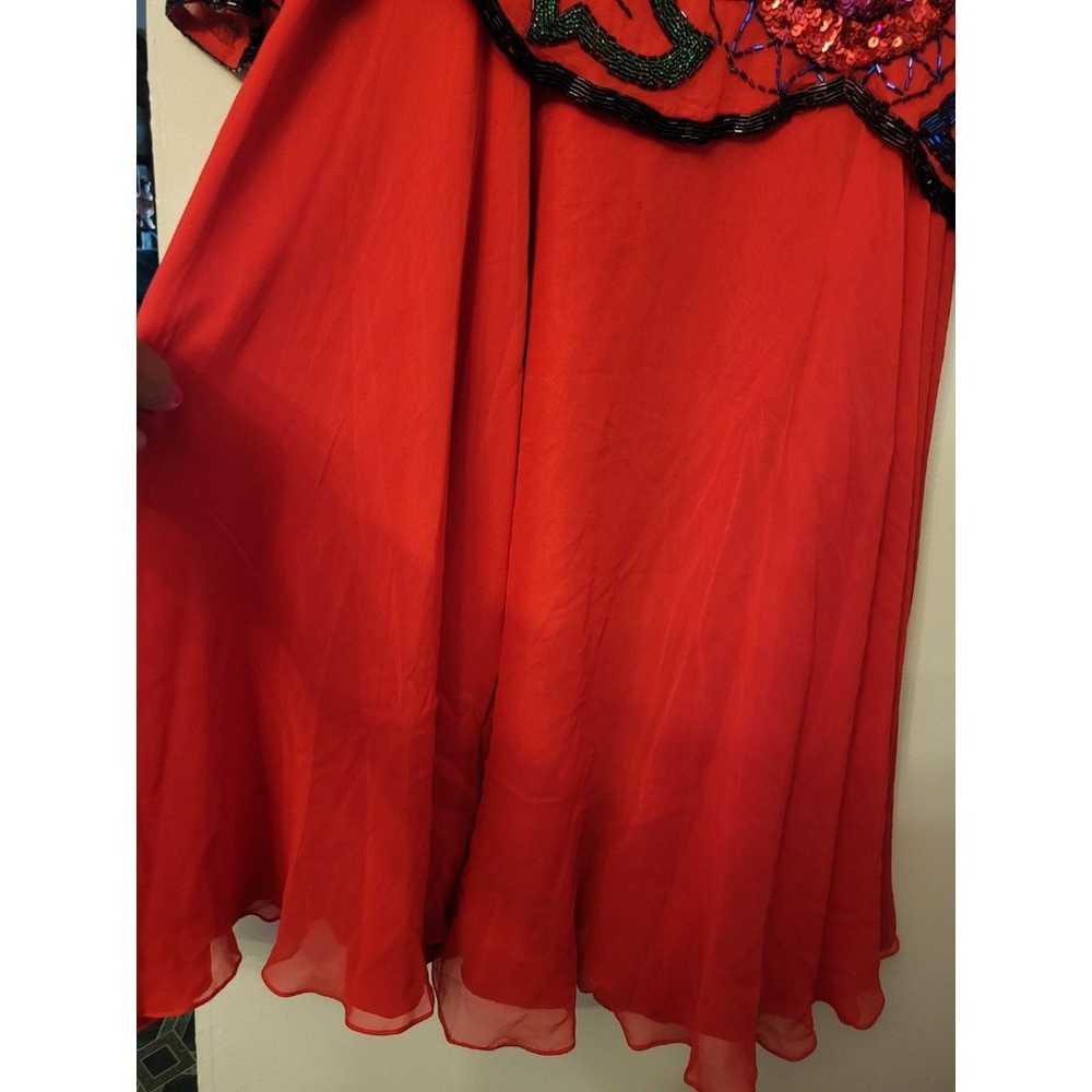 Nite Line Vintage Red Beaded Silk Long Sleeve Top… - image 4