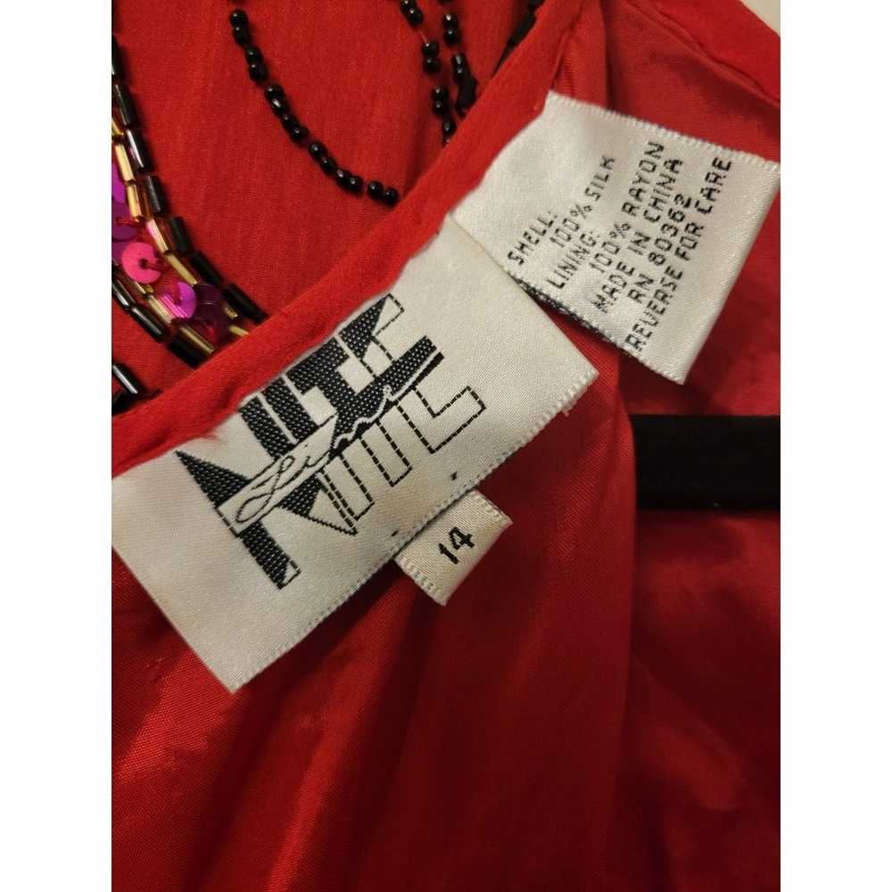 Nite Line Vintage Red Beaded Silk Long Sleeve Top… - image 6