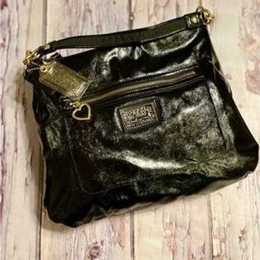 バッグ Coach Daisy Leather Liquid Shoulder Bag COACH Poppy Daisy Liquid Gloss Luxury Blue Leather Shoulder
