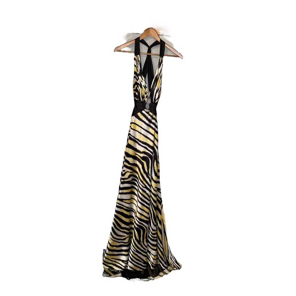 La Femme Plunging V-neck Printed Prom Gown Zebra … - image 3