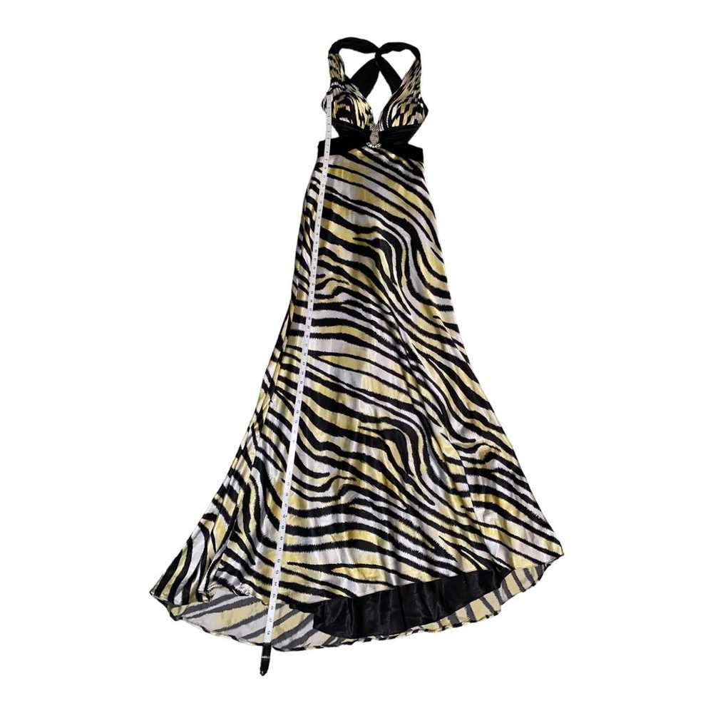 La Femme Plunging V-neck Printed Prom Gown Zebra … - image 6