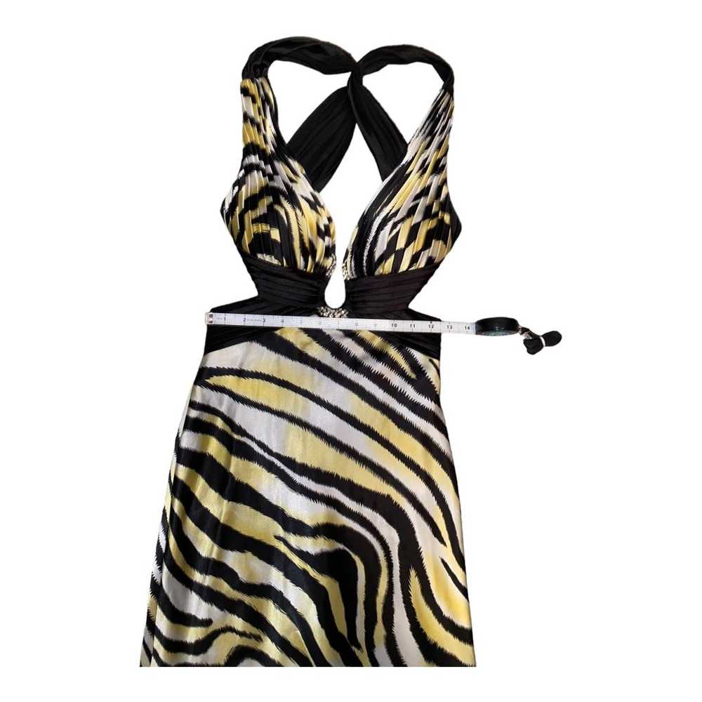 La Femme Plunging V-neck Printed Prom Gown Zebra … - image 7
