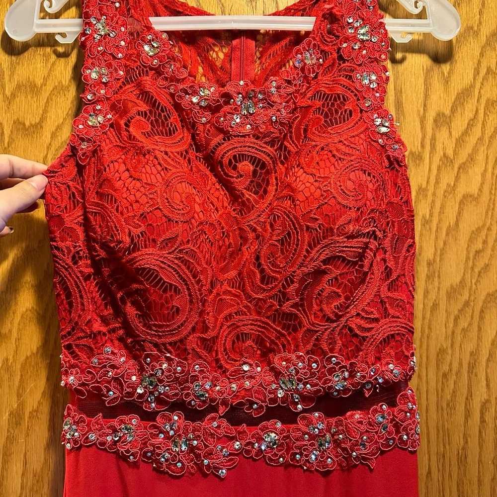 Medium Red Lace Prom Dress - image 1