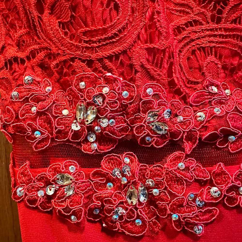 Medium Red Lace Prom Dress - image 2