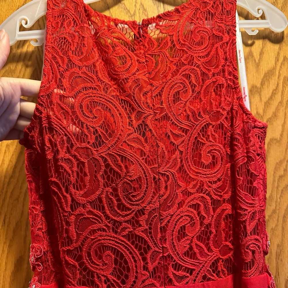 Medium Red Lace Prom Dress - image 3