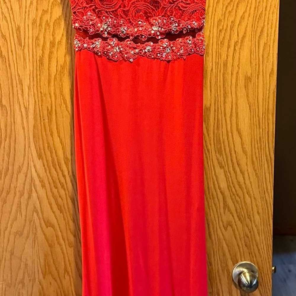 Medium Red Lace Prom Dress - image 4