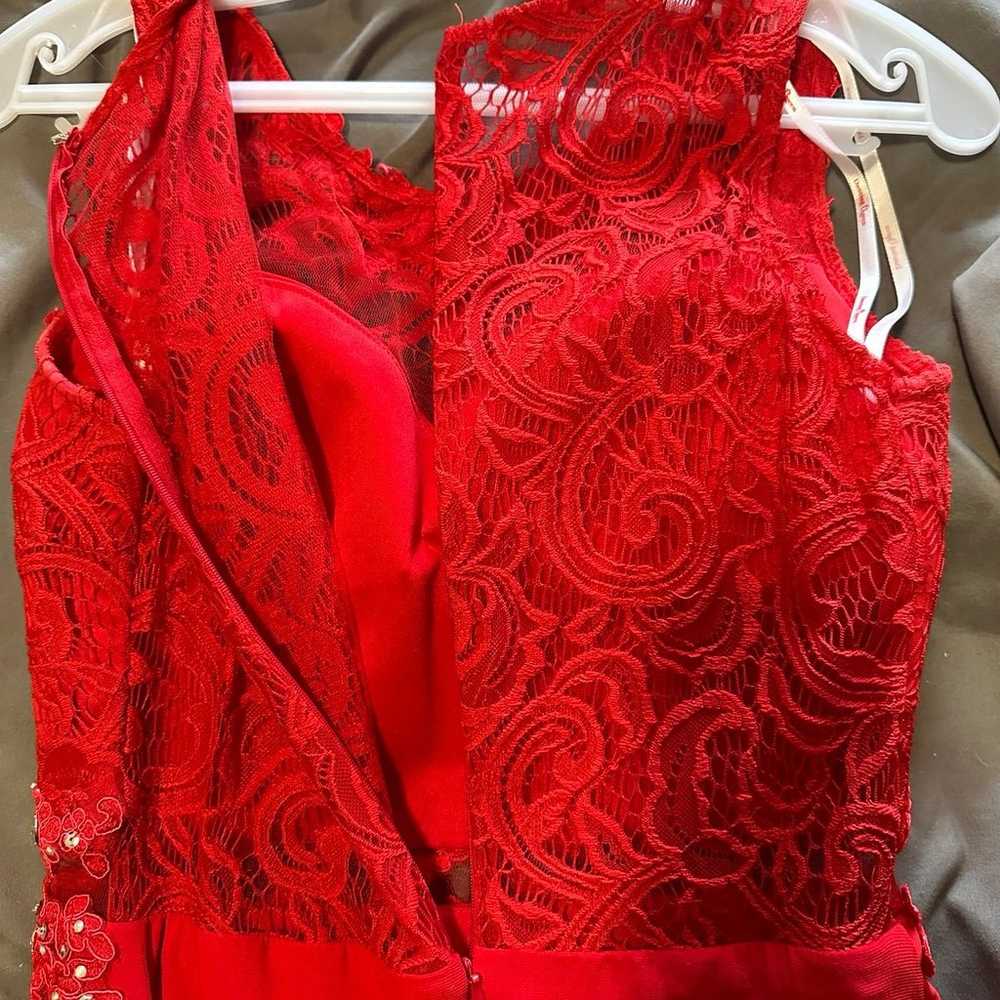Medium Red Lace Prom Dress - image 6