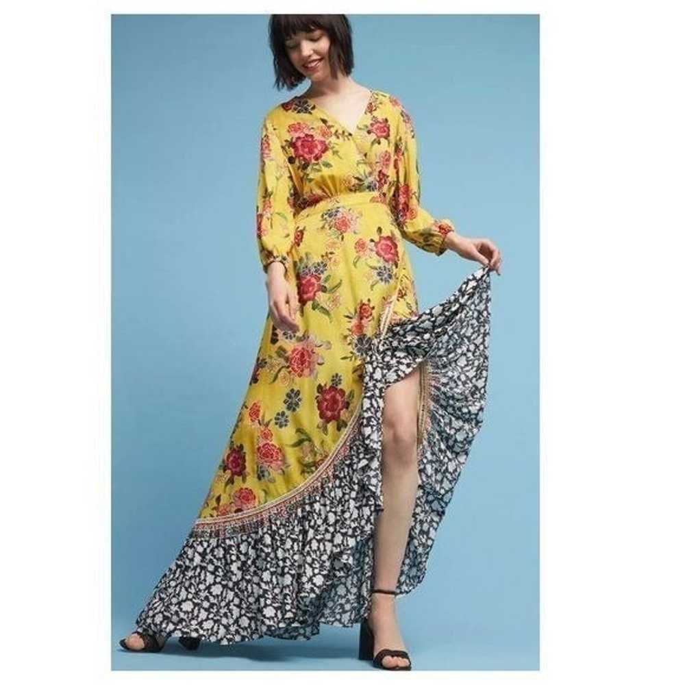 Farm Rio Women Sunlit Floral Maxi Dress V Neck Lo… - image 1