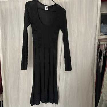 M Missoni Black Knit Long Sleeve Dress Ribbed text