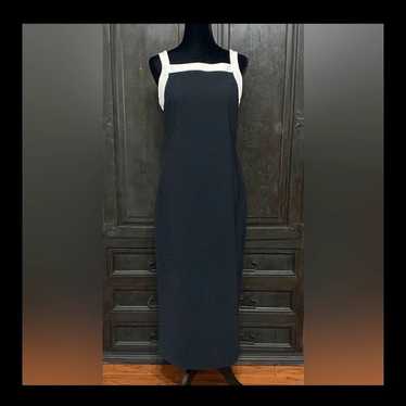 Blk classic dress with white trim. Size M - image 1