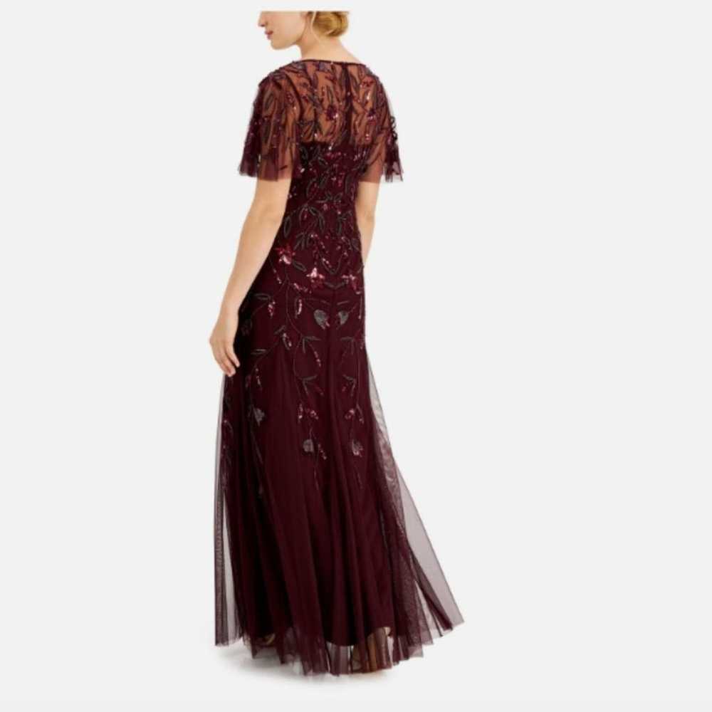 Adrianna Papell Burgundy Beaded Long Formal Dress… - image 2