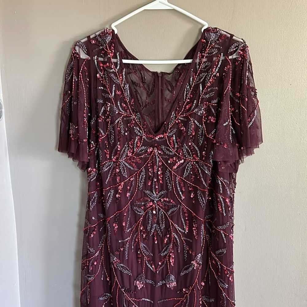 Adrianna Papell Burgundy Beaded Long Formal Dress… - image 4