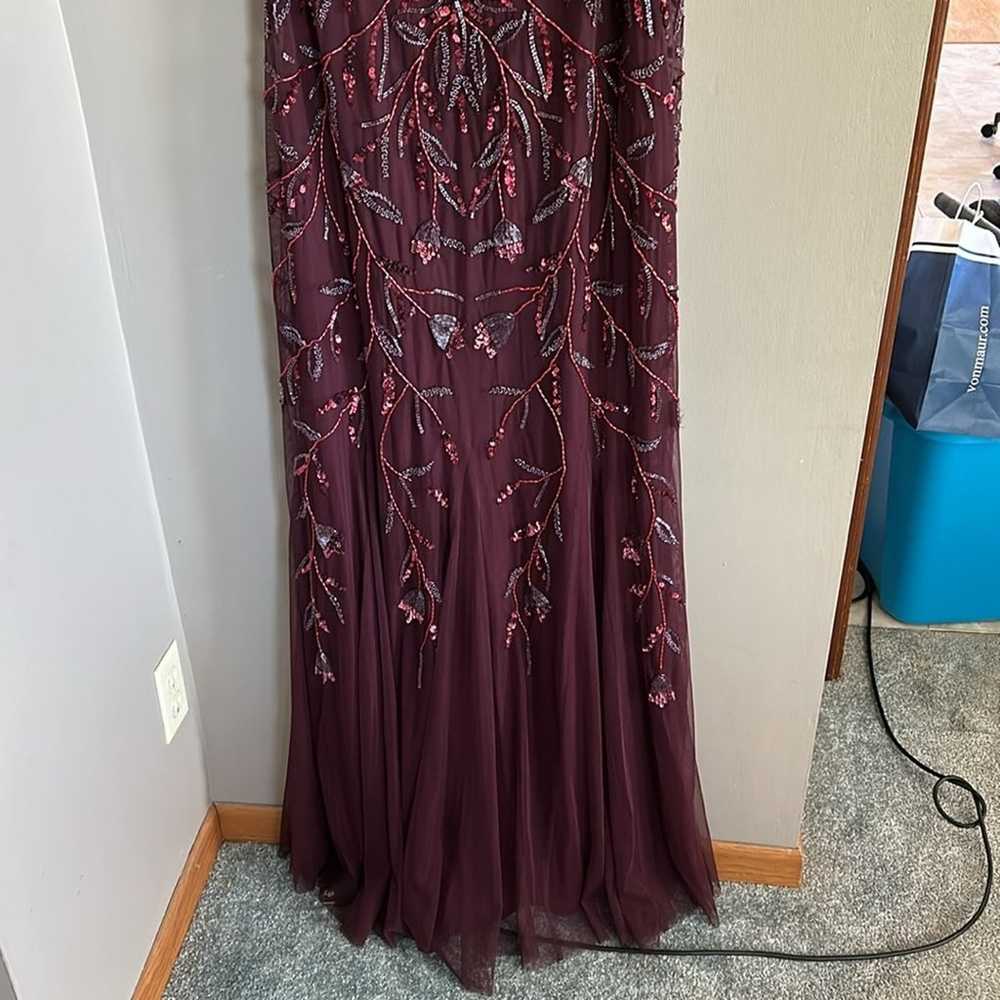 Adrianna Papell Burgundy Beaded Long Formal Dress… - image 5