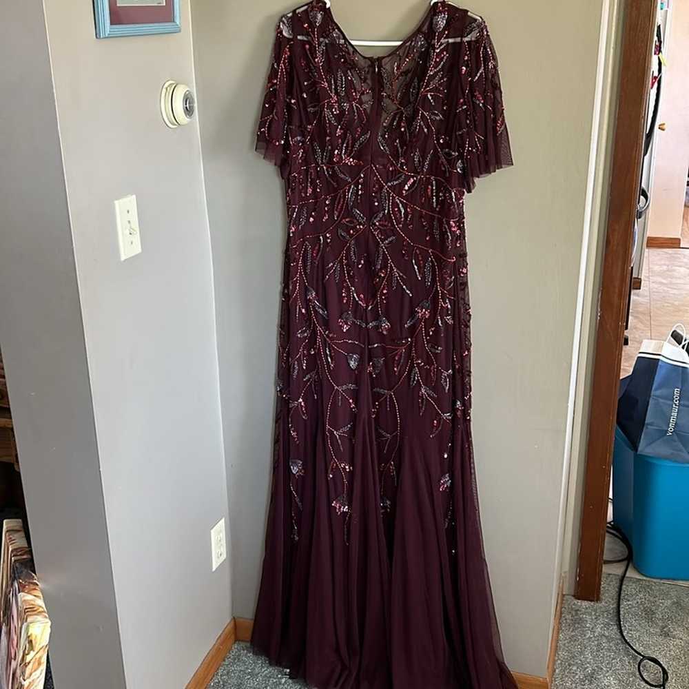 Adrianna Papell Burgundy Beaded Long Formal Dress… - image 8