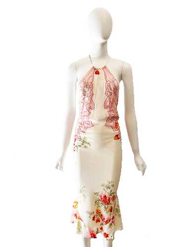 S/S 2002 Roberto Cavalli Floral Silk Backless Dres
