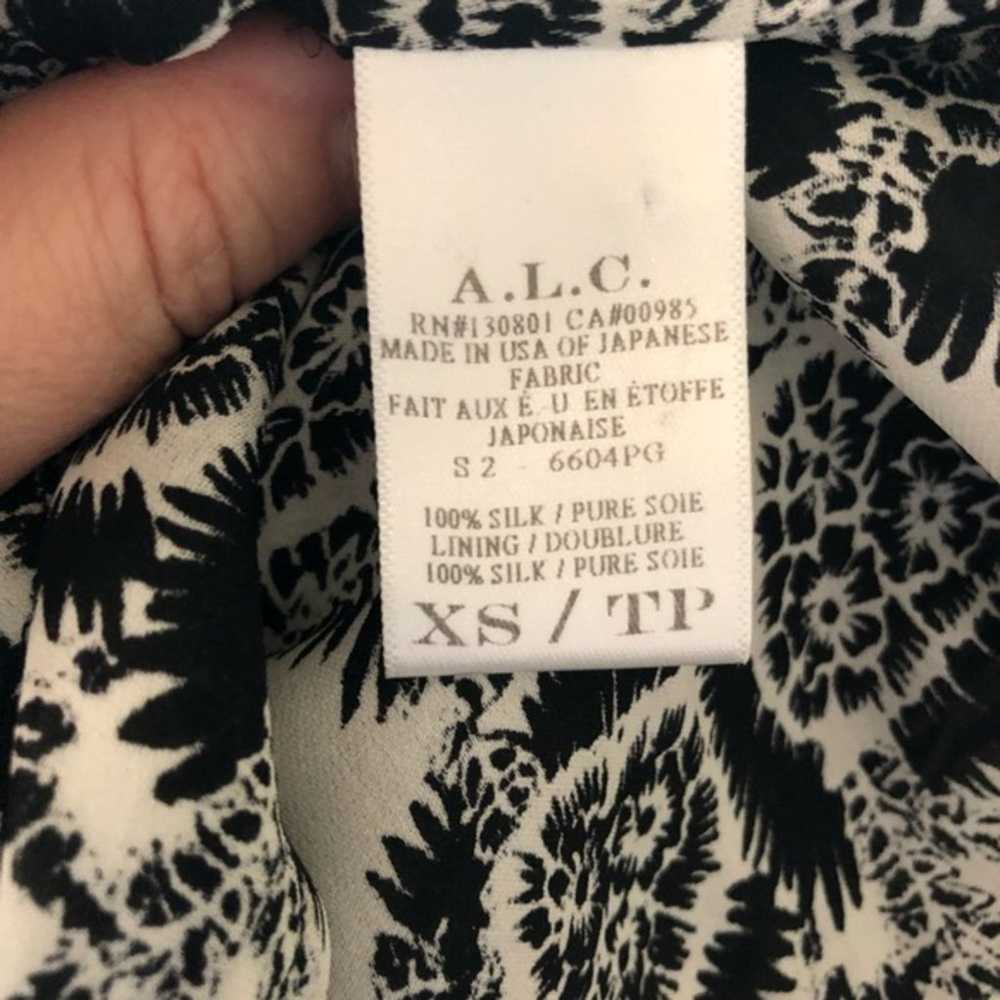 ALC black and white print silk shirt dress XS - image 6