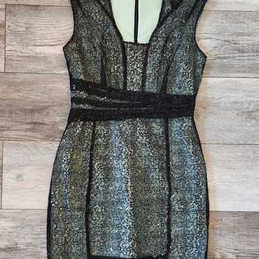 Reiss Body Con Tali Sparkle Wrap Dress- Sage Green