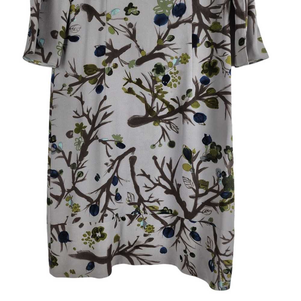 Marni 3/4 Sleeve Floral Gray Silk Shift Dress Kne… - image 3
