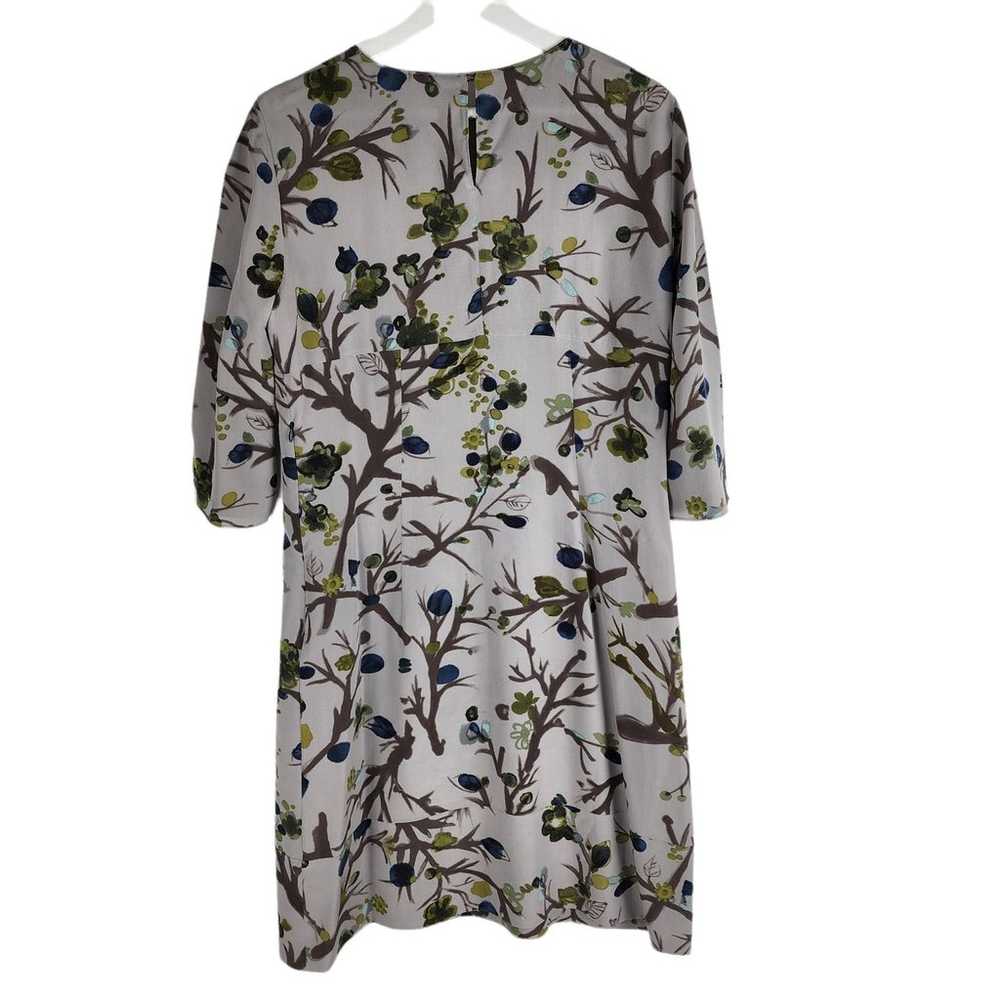 Marni 3/4 Sleeve Floral Gray Silk Shift Dress Kne… - image 4
