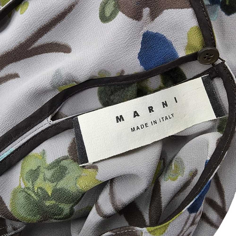 Marni 3/4 Sleeve Floral Gray Silk Shift Dress Kne… - image 6