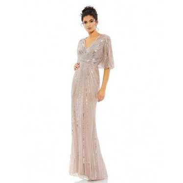 Mac Duggal Sequined V Neck Cape Sleeve Column For… - image 1