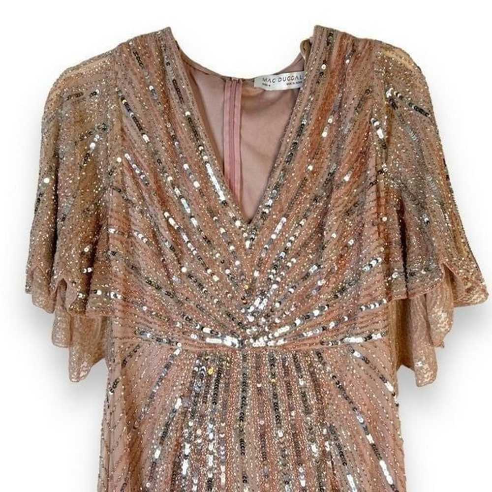 Mac Duggal Sequined V Neck Cape Sleeve Column For… - image 6