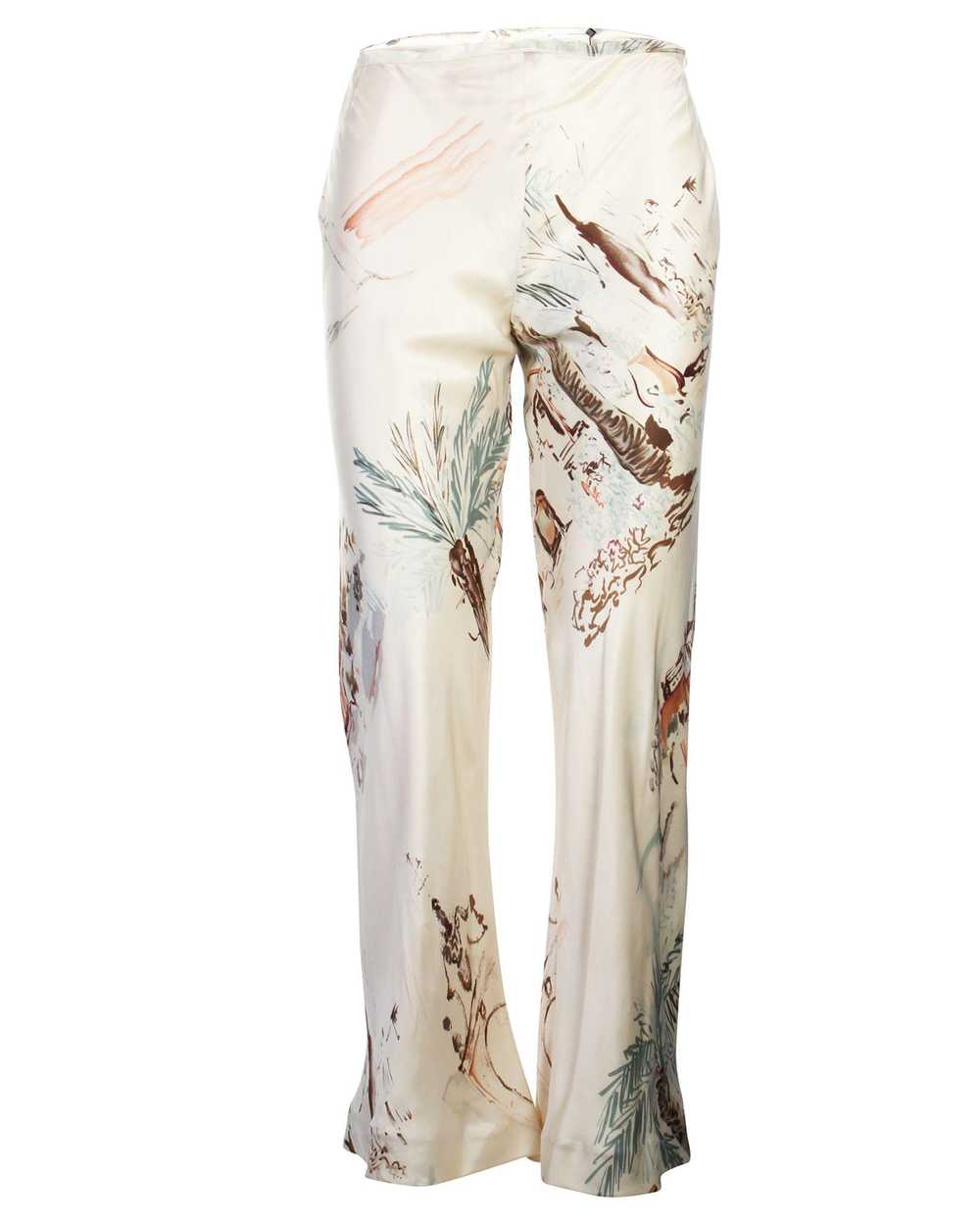 Product Details Hermes Cream Printed Silk Trousers - image 1