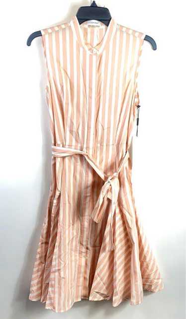 Calvin Klein Women Pink Striped Dress Sz 4