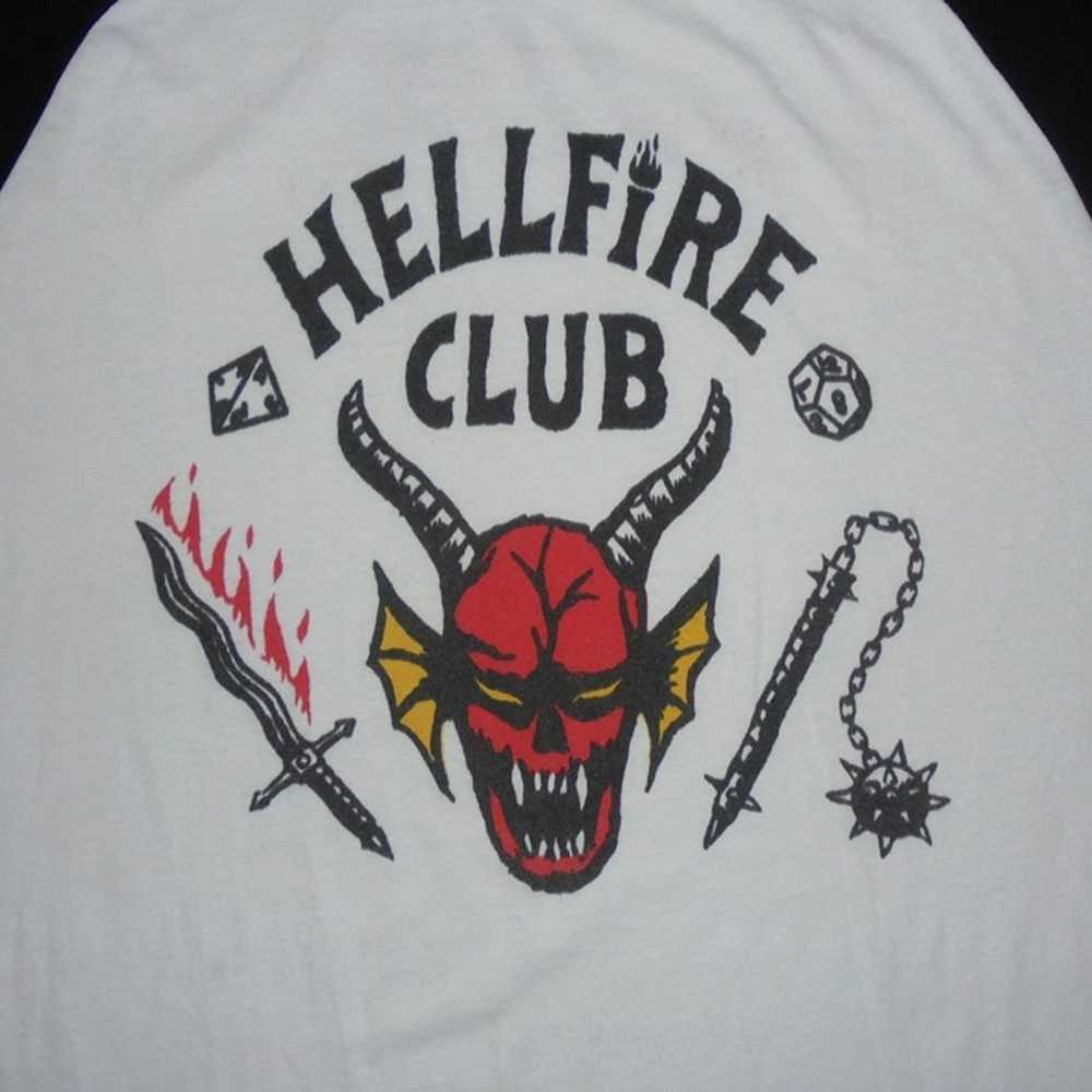 Stranger Things Hellfire Club White Black Raglan … - image 3