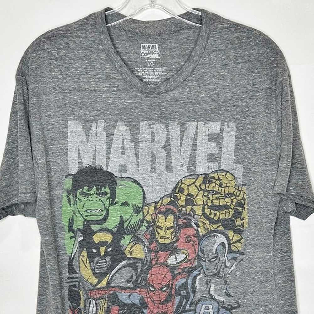 Marvel Comics Men’s T-Shirt Lg Heathered Gray w/ … - image 3
