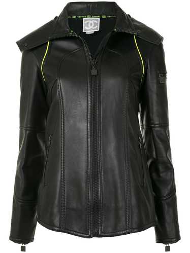 CHANEL Pre-Owned 2004 hooded leather jacket - Blac