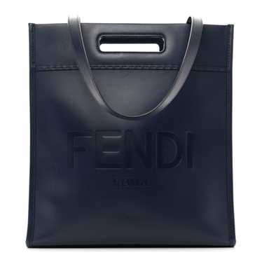 FENDI Vitello King Logo Embossed Shopping Tote Blu