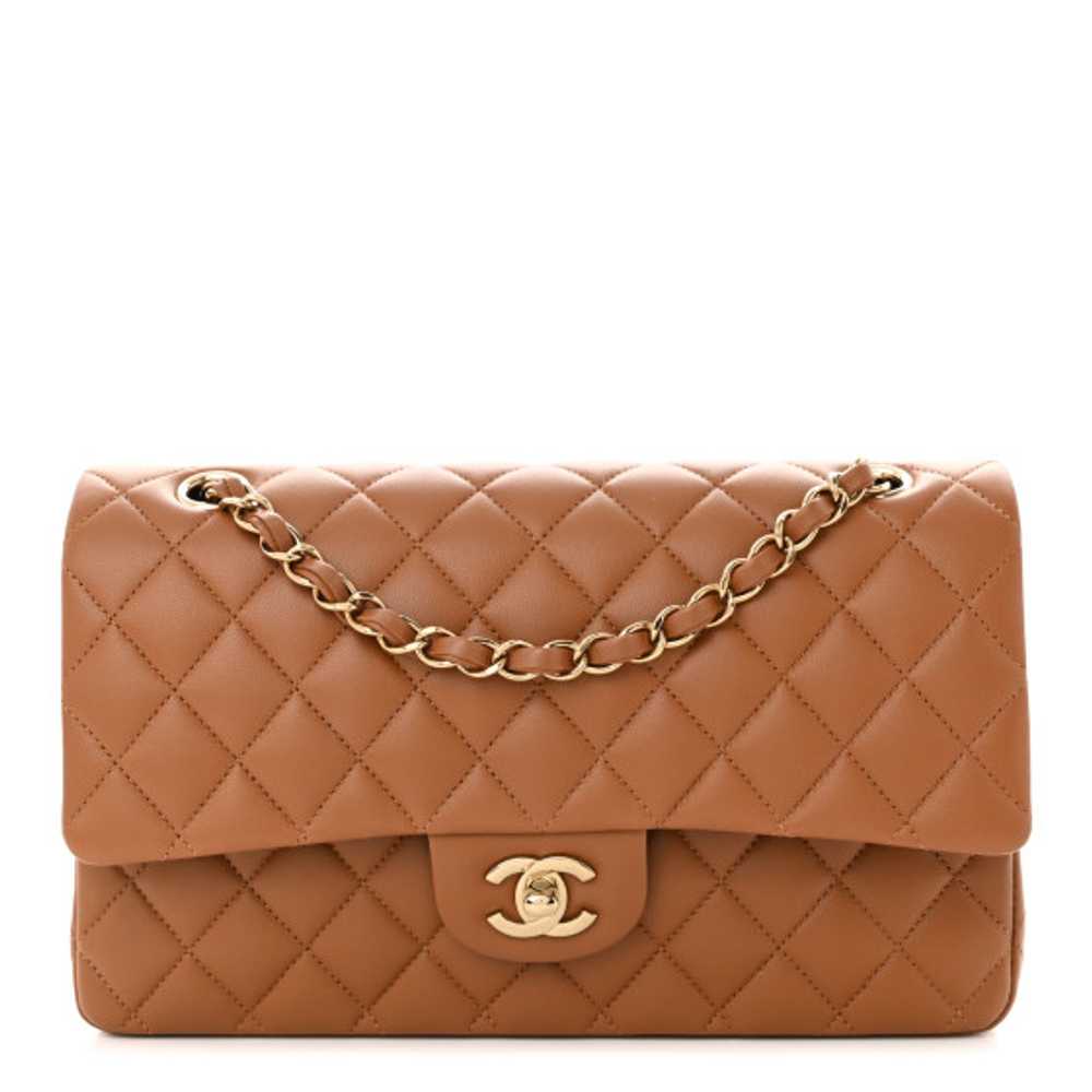 CHANEL Lambskin Quilted Medium Double Flap Brown - image 1