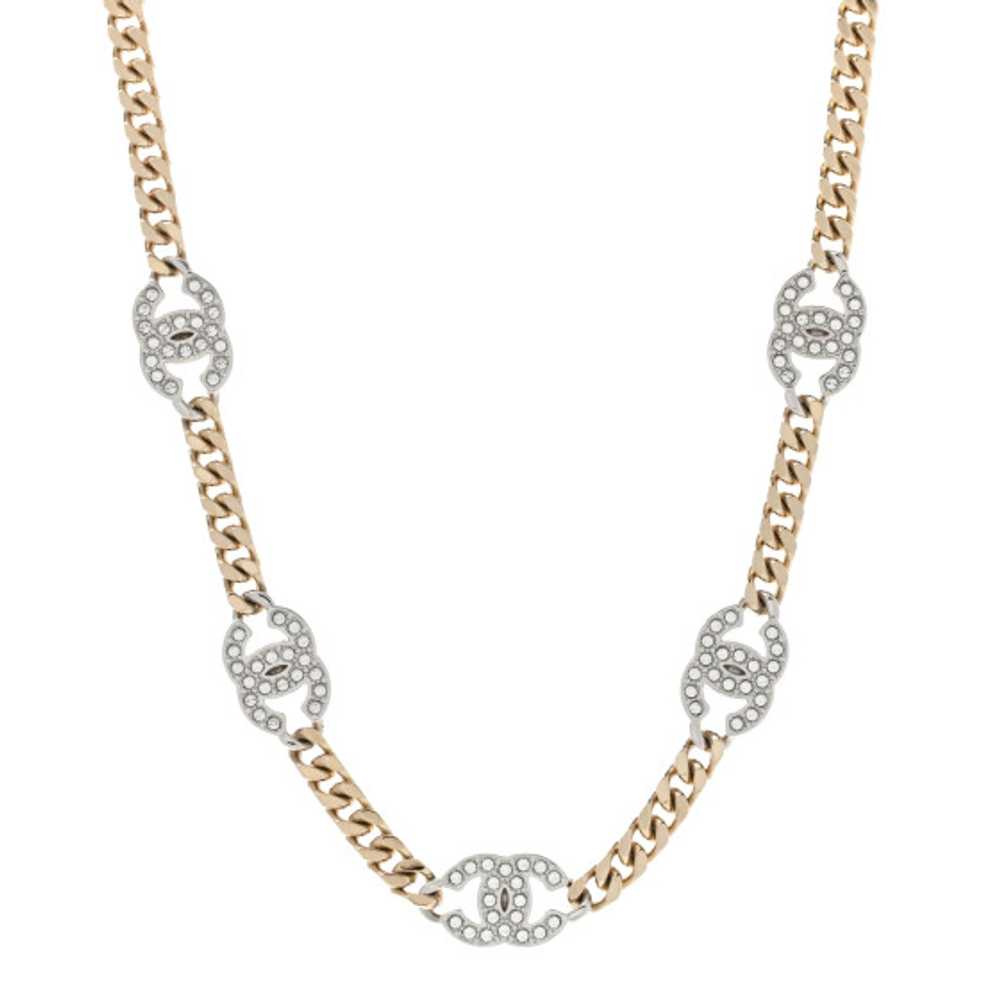 CHANEL Crystal Chain CC Link Choker Gold Silver - image 1