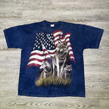 The Mountain Vintage USA America Wolf Blue Tie Dy… - image 1