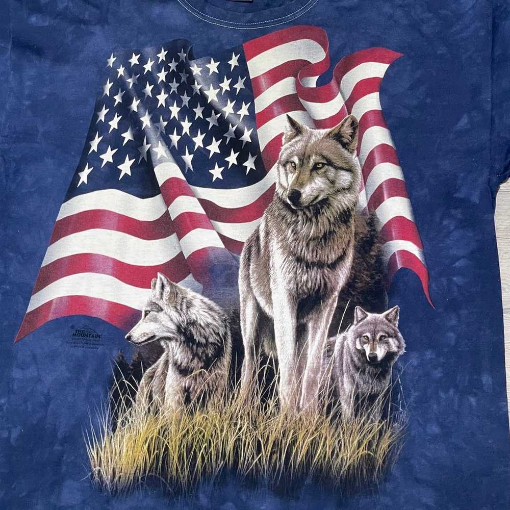 The Mountain Vintage USA America Wolf Blue Tie Dy… - image 2