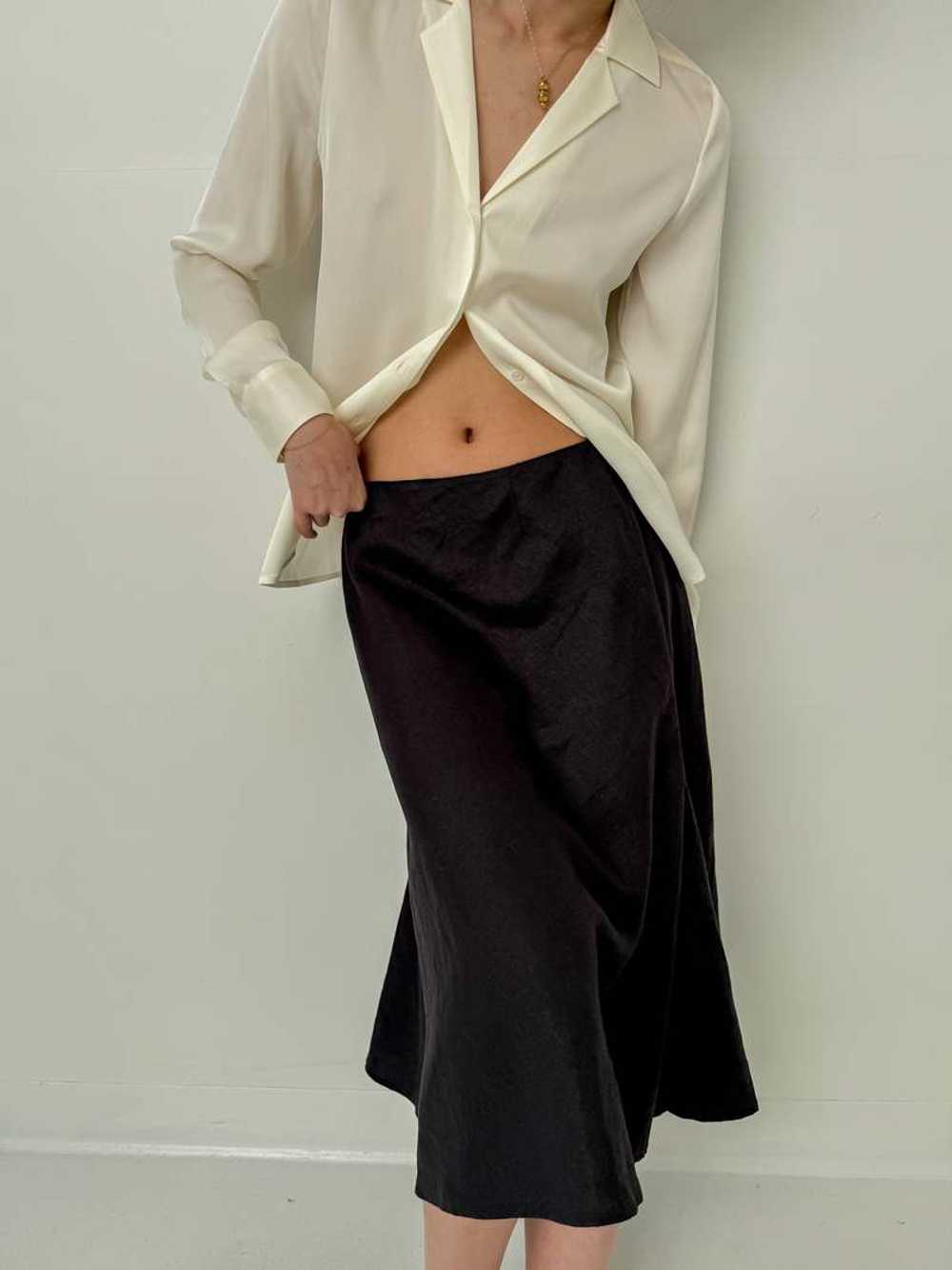 Vintage Linen Maxi Flare Skirt - Charbon - image 2