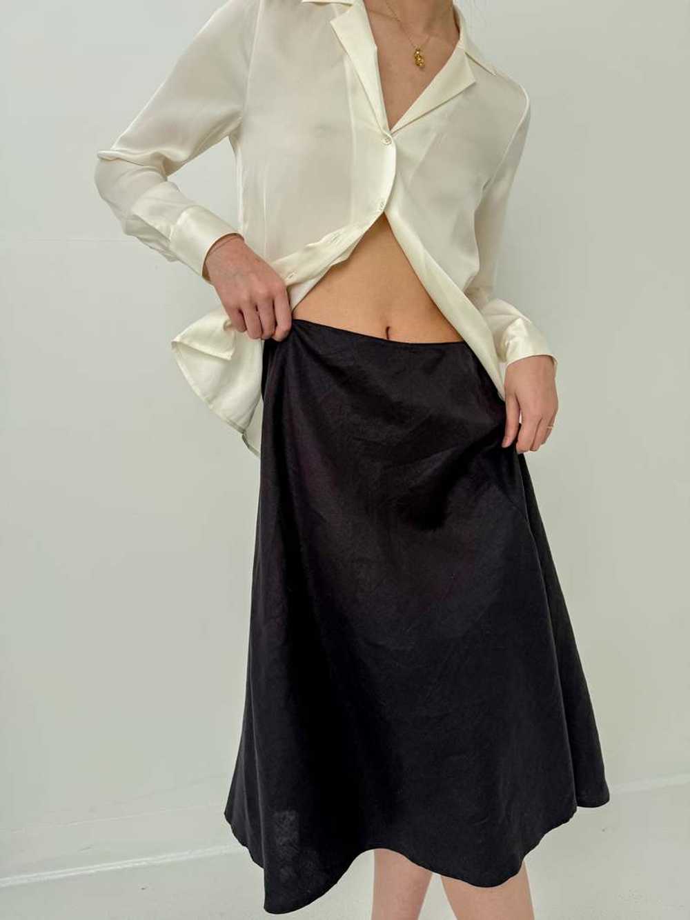 Vintage Linen Maxi Flare Skirt - Charbon - image 3
