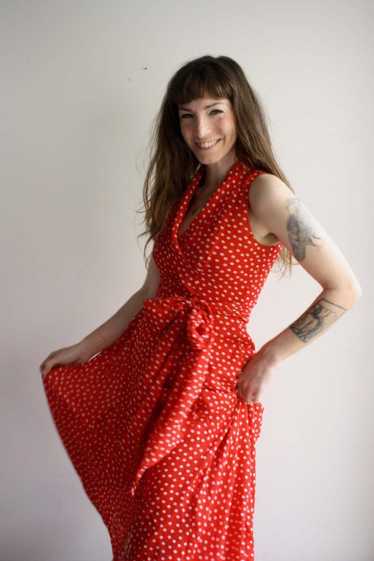 Vintage Red Polka Dot Dress - Red