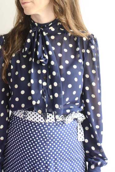 Campus Casuals of California Sheer Polka Dot Blous