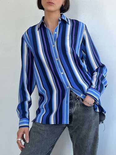 Vintage Silk Stripe Shirt - Blue Stripe