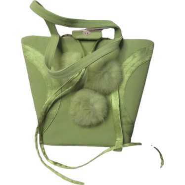 Milano Paris New York Green Pom pom Fabric Purse … - image 1