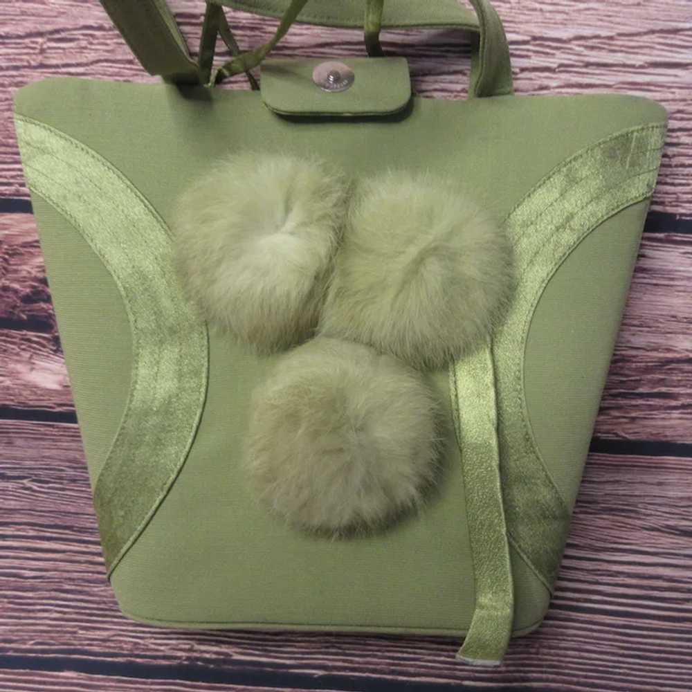 Milano Paris New York Green Pom pom Fabric Purse … - image 2