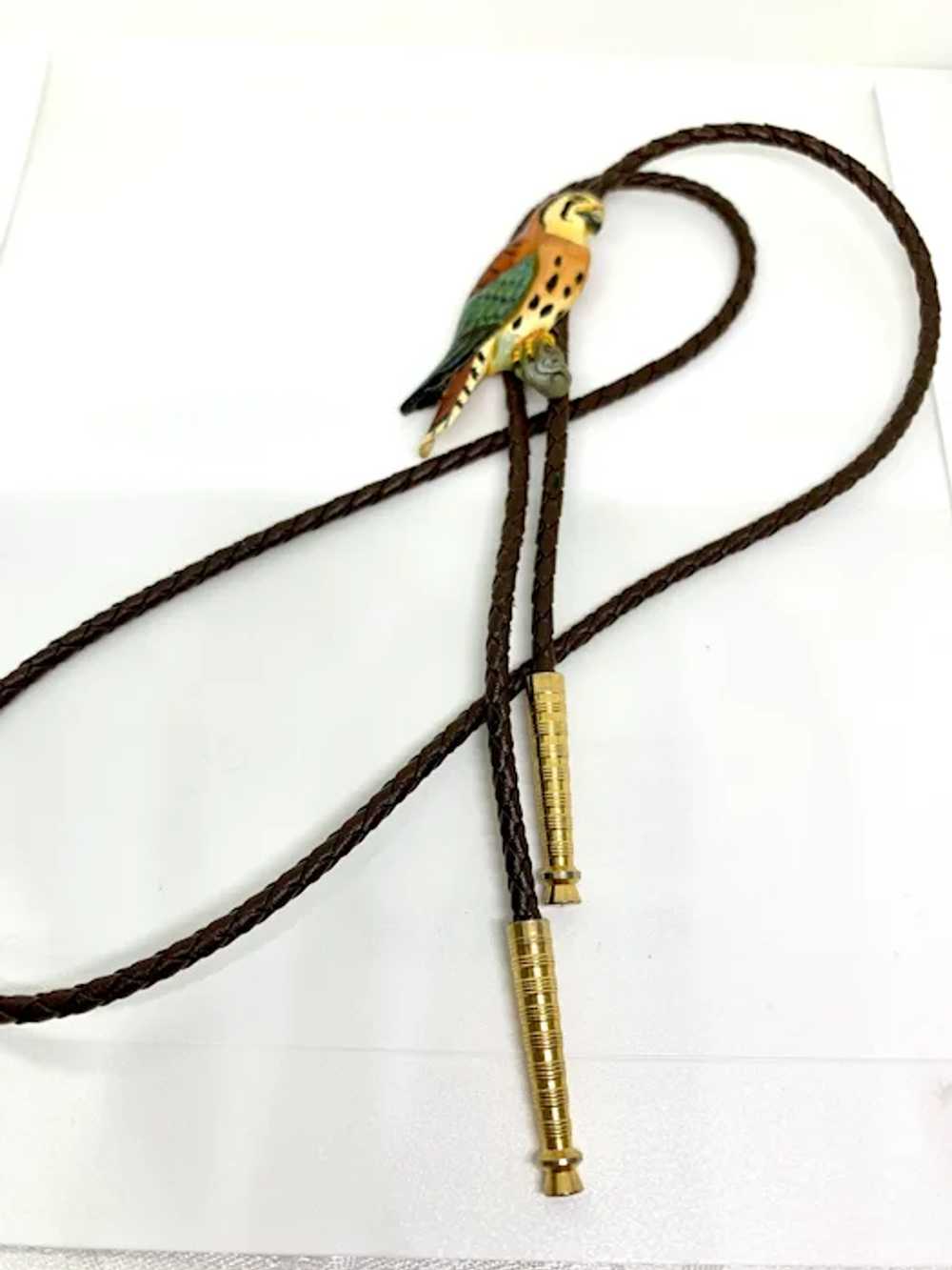 Vintage Hand Painted  Falcon Bolo Bola Southweste… - image 2