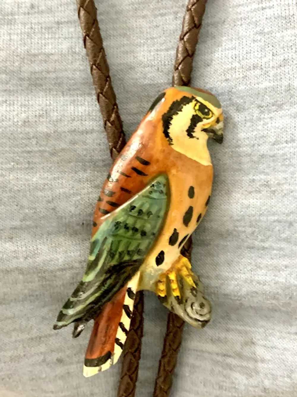 Vintage Hand Painted  Falcon Bolo Bola Southweste… - image 5