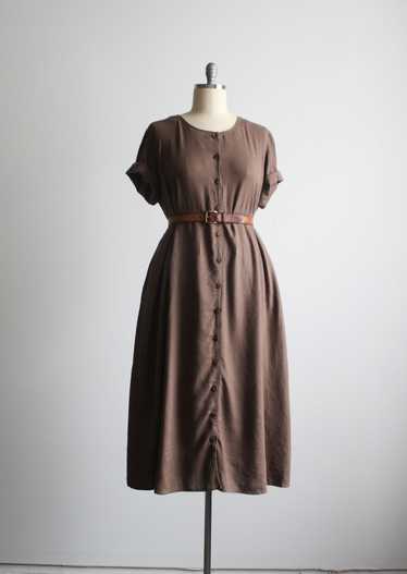 toast brown linen market dress - image 1