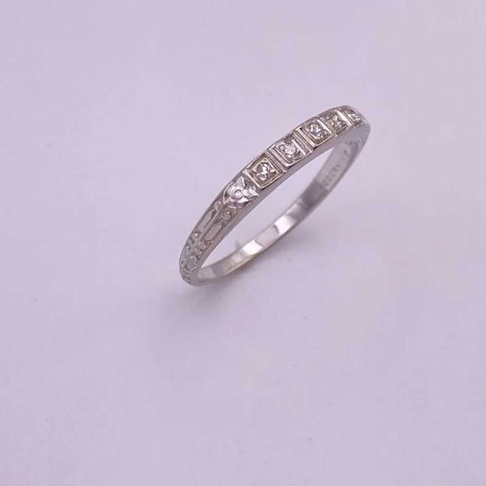 Art Deco Diamond Band Or Stack Ring 18K Gold .08 … - image 4