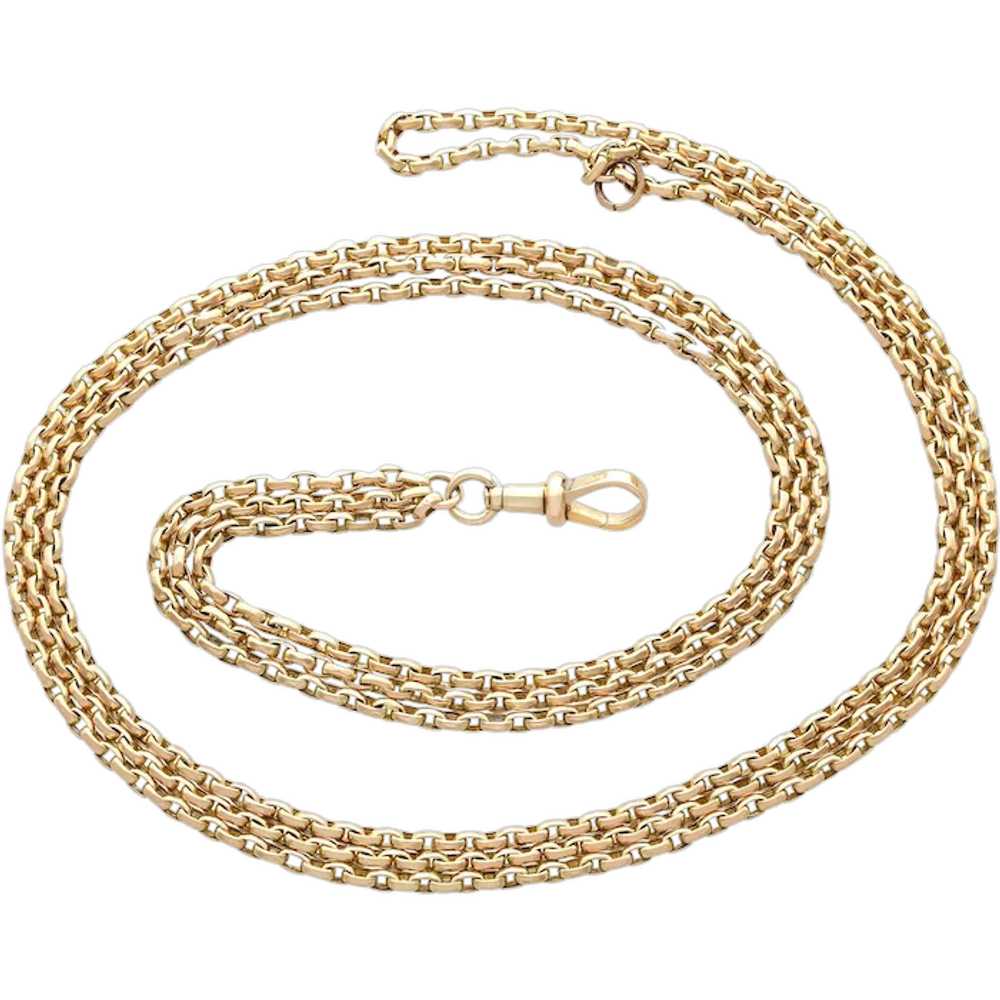 Antique 9k Yellow Gold Longuard Chain Necklace Ci… - image 1